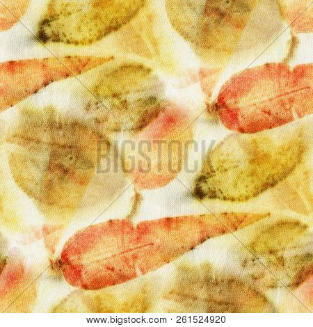 Seamless Botanical Print With Leaf Prints On Natural Silk. Hand-drawn Illustration.8