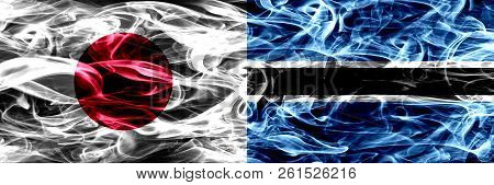 Japan Vs Botswana, Botswanan Smoke Flags Placed Side By Side