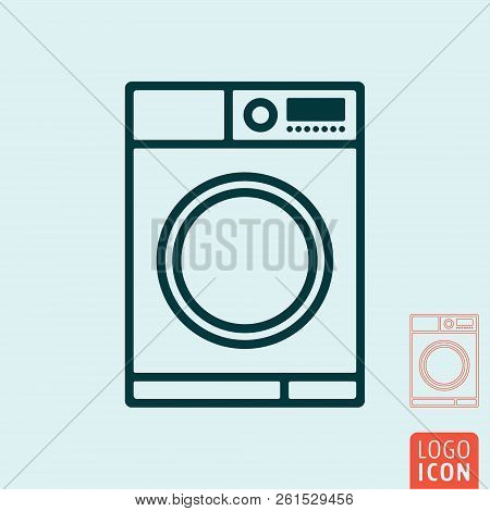 Washing Machine Icon. Wash Laundry Line Design.