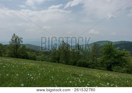 Landscape With Hills And Meadows On Radan Mountain Massif, Near Rock Formation Djavolja Varos (devil