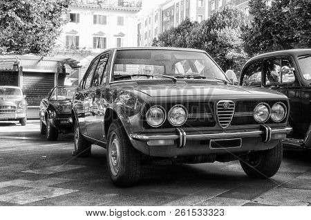 Ancona , Italy - Set 23 - 2018 : Alfa Romeo Alfetta 1973 Wight Old Car