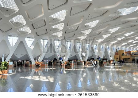 Marrakesh,morocco-march 07,2009:  Interior Of The Departure Hall Of The International Airport Of Mar