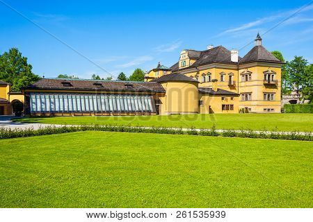 Hellbrunn Palace Or Schloss Hellbrunn In Salzburg, Austria. Hellbrunn Palace Is An Early Baroque Vil