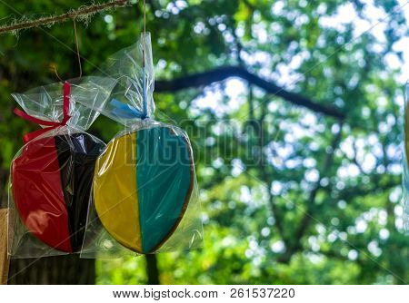 Colored Cookies Wrapper On A Sunny Day