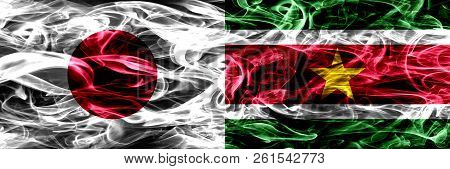 Japan Vs Suriname, Surinamese Smoke Flags Placed Side By Side