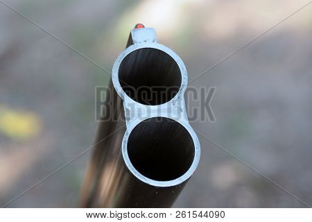 The Barrel Of The Vertical Gun. Firearms In The Details Close.