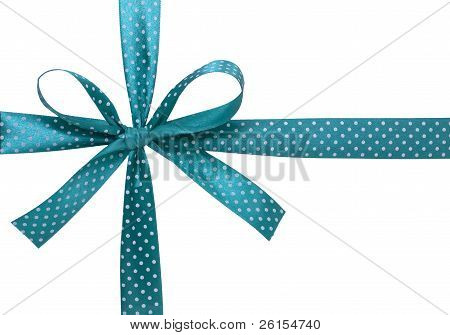 Blue Ribbon With Bow On White