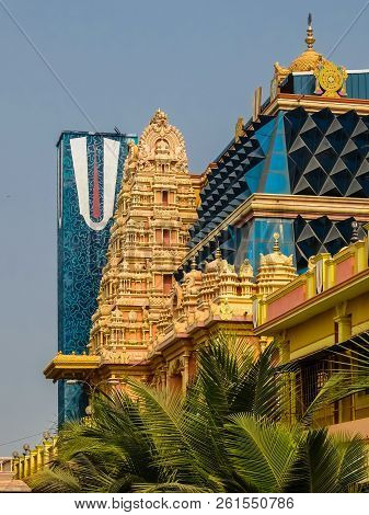 Dwarapudi, India - Circa January, 2018. Architecture Of Ayyappa Swamy Temple In Dwarapudi, India.
