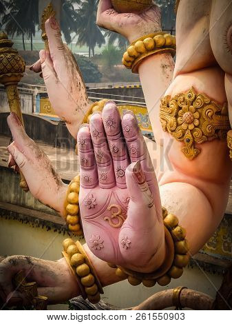 Dwarapudi, India - Circa January, 2018. Architecture Of Ayyappa Swamy Temple In Dwarapudi, India.