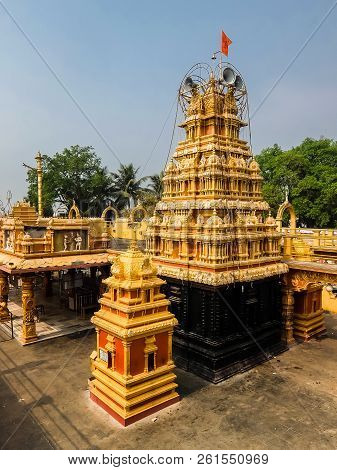 Dwarapudi, India - Circa January, 2018. Architecture Of Ayyappa Swamy Temple In Dwarapudi, India.