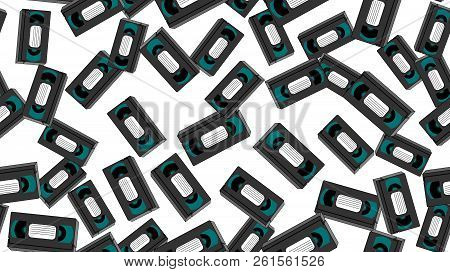 Texture, Seamless Pattern Of Old Retro Wines Gray Antique Analog Hipster Film Video Cassettes For A 