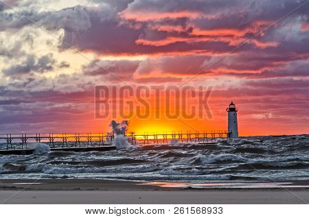 High Winds And The Setting Sun Plus Beautiful Clouds Make An Amazing Image