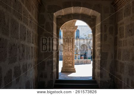 Arequipa Peru September 03 2018  The Monks Prayed In Front Of Every Religious Image In This Cloister
