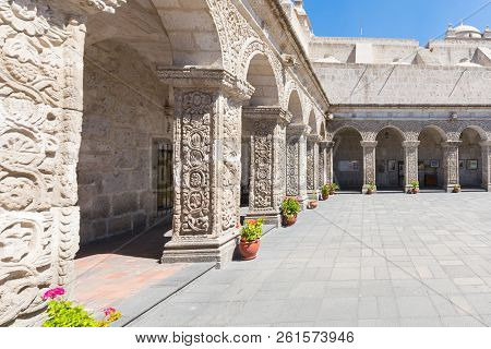 Arequipa Peru September  04 2018  The Monks Prayed In Front Of Every Religious Image In This Cloiste