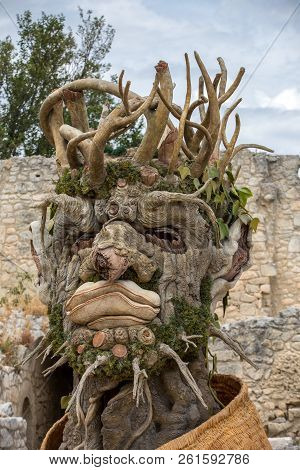 Les Baux, France - June 26, 2017: The Artwork, Titled  Winter Is Four Seasons Three-dimensional Inte