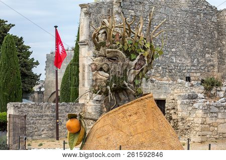 Les Baux, France - June 26, 2017: The Artwork, Titled  Winter Is Four Seasons Three-dimensional Inte