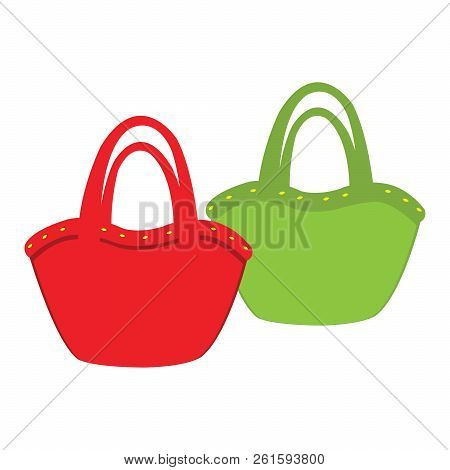 Pair Of Red And Green Beach Bags