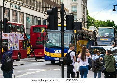 London, Uk - June 9, 2015: Tourists And Customers Near Primark Clothing Store On Oxford Street In Lo