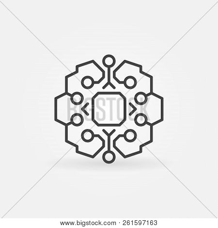 Geometric Smart Brain With Chip Vector Concept Icon Or Logo Element In Thin Line Style