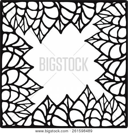 Black And White Vector Floral Rectangular Frame