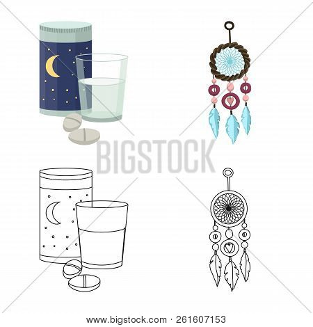 Vector Design Of Dreams And Night Sign. Set Of Dreams And Bedroom Vector Icon For Stock.