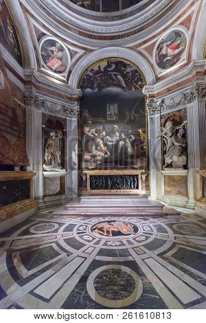 Rome, Italy - March 20, 2018: The Interior Of The Chigi  Chapel In Basilica Of Santa Maria Del Popol