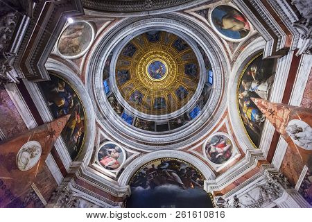 Rome, Italy - March 20, 2018: Dome By  Raphael In The Chigi  Chapel In Basilica Of Santa Maria Del P