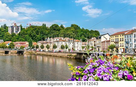 Flowers On A Bridge Across The Moselle River In Epinal, The Vosges Department Of France