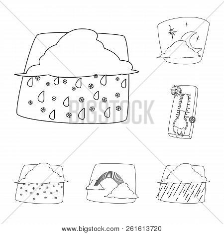 Vector Illustration Of Weather And Climate Symbol. Collection Of Weather And Cloud Vector Icon For S