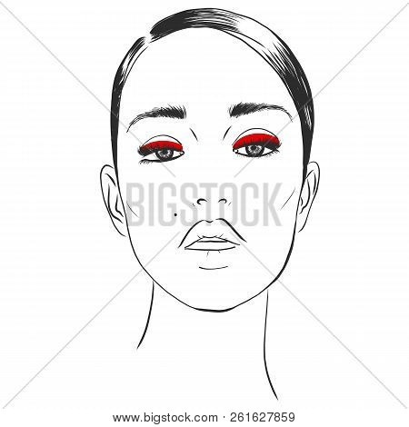 Fashion, Style, Beauty. Makeup, Cosmetics. Stylish Original Hand-drawn Graphics Portrait With Beauti
