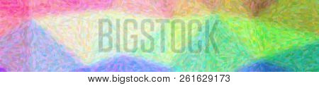 Illustration Of Green, Blue, Yellow And Red Impressionist Pointlilism Background, Abstract Paint
