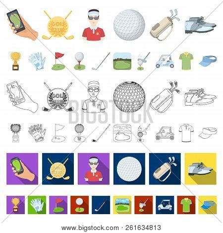 Golf And Attributes Cartoon Icons In Set Collection For Design.golf Club And Equipment Vector Symbol