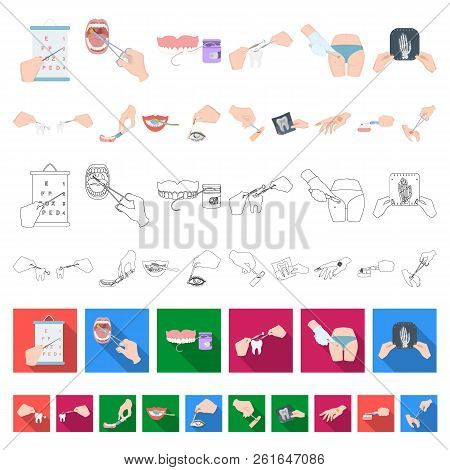 Manipulation By Hands Cartoon Icons In Set Collection For Design. Hand Movement In Medicine Vector S
