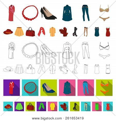 Women S Clothing Cartoon Icons In Set Collection For Design.clothing Varieties And Accessories Vecto