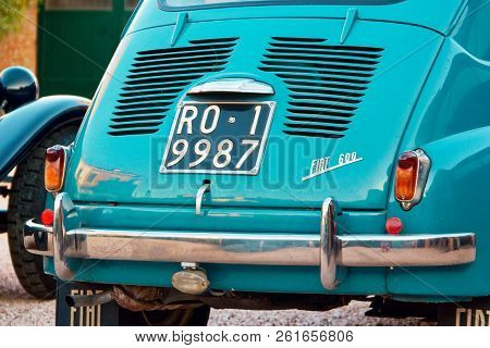 Montagnana, Italy August 27, 2018: Retro Car Fiat 600 1955 Release.