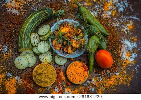 Close Up Of India's Or Asia's Popular Pickle I.e. Indian Pickling Cucumber Pickle Or Indian Styled C