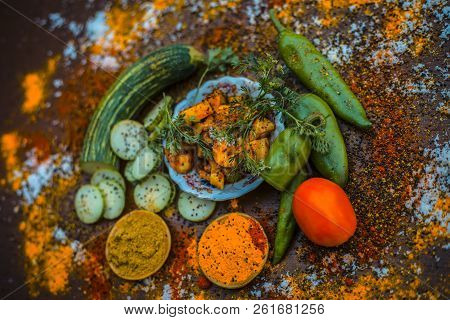 Close Up Of India's Or Asia's Popular Pickle I.e. Indian Pickling Cucumber Pickle Or Indian Styled C