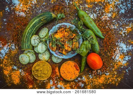 Close Up Of India's Or Asia's Popular Pickle I.e. Indian Pickling Cucumber Pickle Or Indian Styled C