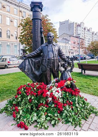 Monument To Director Yuri Petrovich Kiselev Near The Saratov Academic Theater Of The Young Spectator