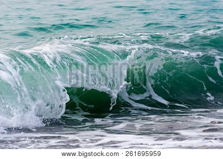 Raging Black Sea. Big Wave With Sea Foam