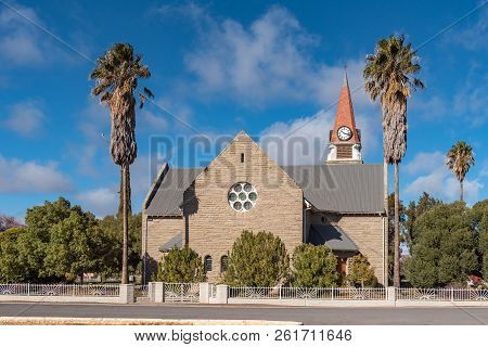 Loxton, South Africa, August 7, 2018: A Street Scene, With The Dutch Reformed Church, In Loxton In T