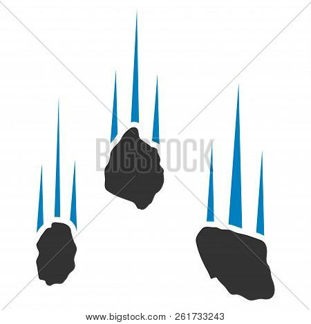 Vector Falling Rocks Illustration. An Isolated Illustration On A White Background.