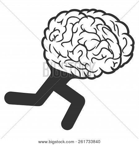Vector Running Brain Illustration. An Isolated Illustration On A White Background.
