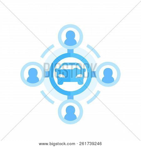 Carsharing Icon On White In Flat Style, Eps 10 File, Easy To Edit