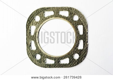 Car Exhaust Manifold Gasket On Isolated White Background
