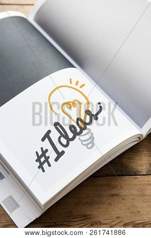 Word hastag Ideas on a book