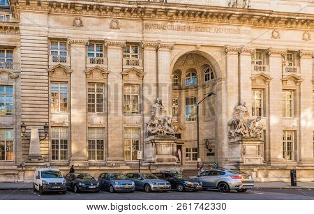 Lodon. September 2018. A View Of An Ornate Entrance To The To The Imperial College Of London In Lond