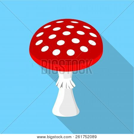 Amanita Muscaria, Poisonous Mushroom Icon. Flat Illustration Of Amanita Muscaria, Poisonous Mushroom