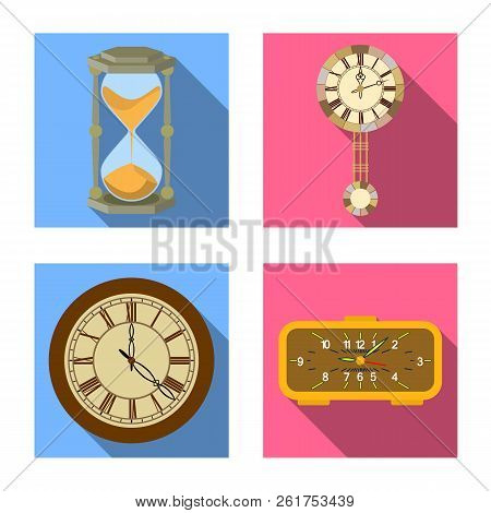 Vector Illustration Of Clock And Time Icon. Set Of Clock And Circle Stock Vector Illustration.