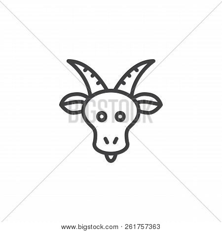 Capricorn Zodiac Outline Icon. Linear Style Sign For Mobile Concept And Web Design. Goat Line Vector
